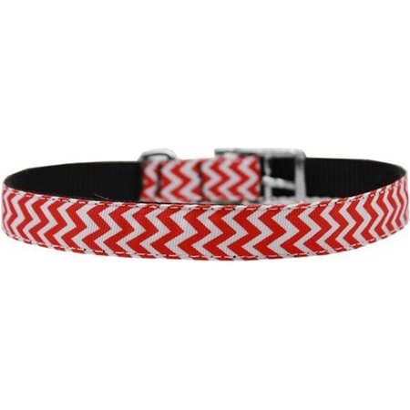 UNCONDITIONAL LOVE 0.75 in. Chevrons Nylon Dog Collar with Classic BuckleRed Size 12 UN847612